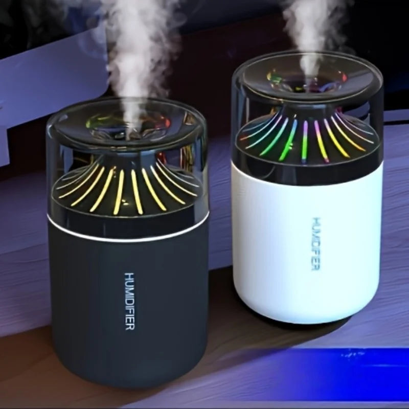 Mini portable car humidifier with large fog volume, colorful night light, with a high-end feel for home bedroom desktop