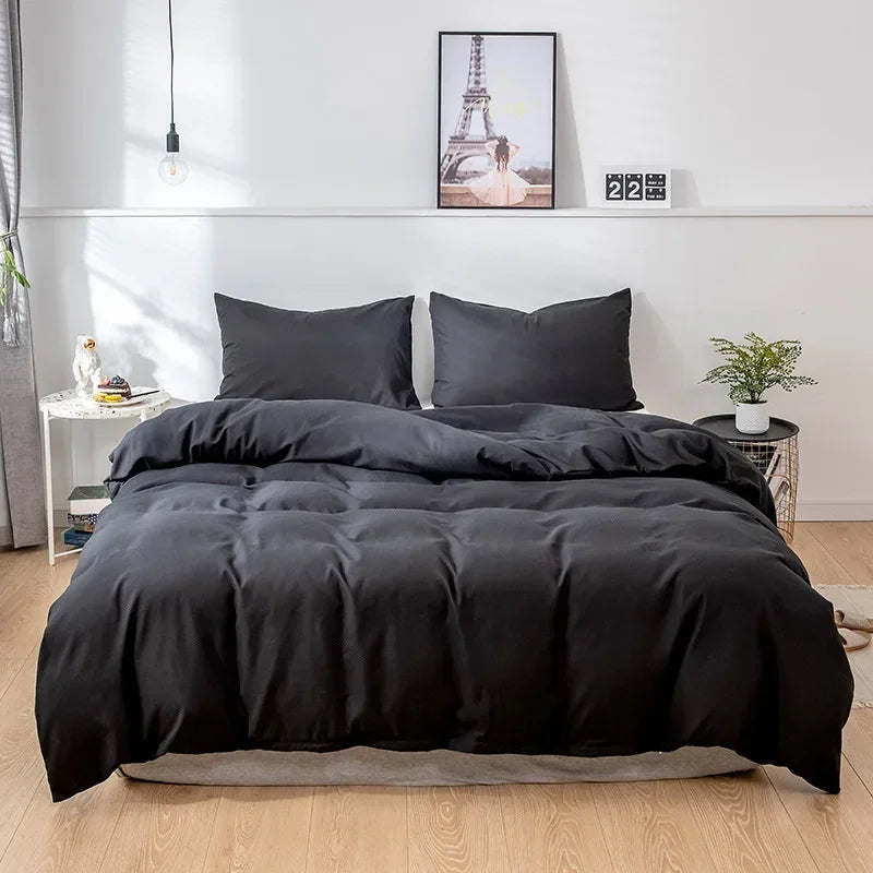 Nordic Solid Color Sanding Duvet Cover 220x240 Single Double Queen King Simple Bedding Set Pillowcase Bedclothes (No Bed Sheet)