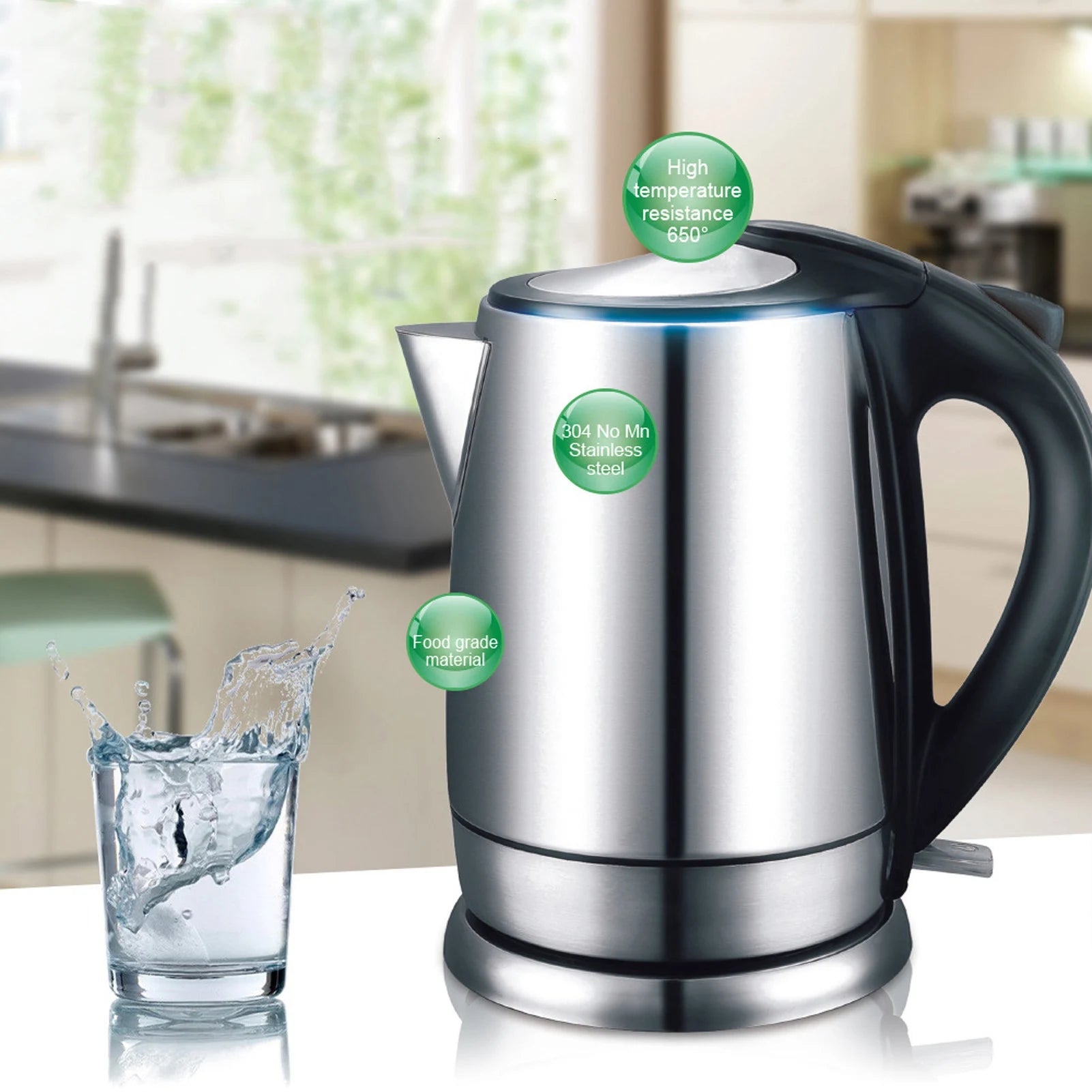 Electric Glass Kettle – 1.7L Borosilicate Water Boiler