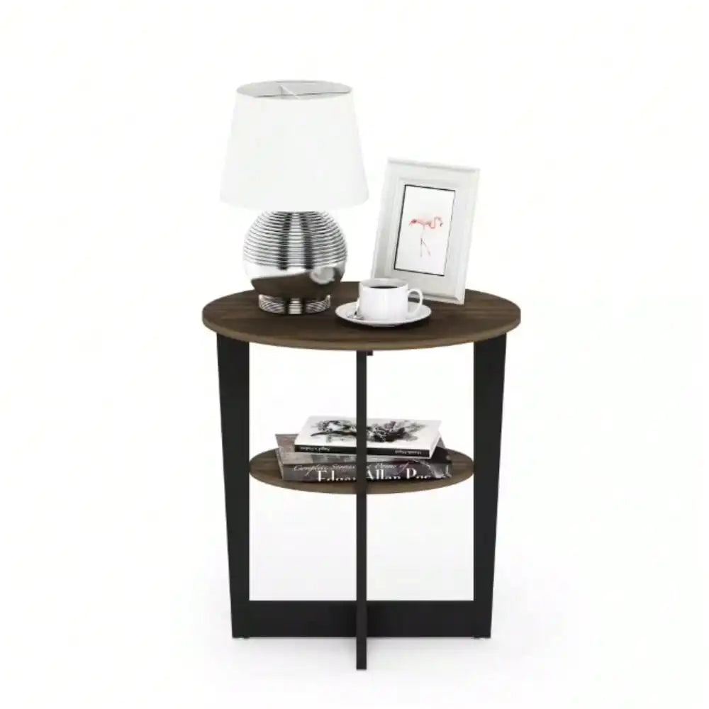 19.5 IN Oval End Table, Nightstand With Simple Design