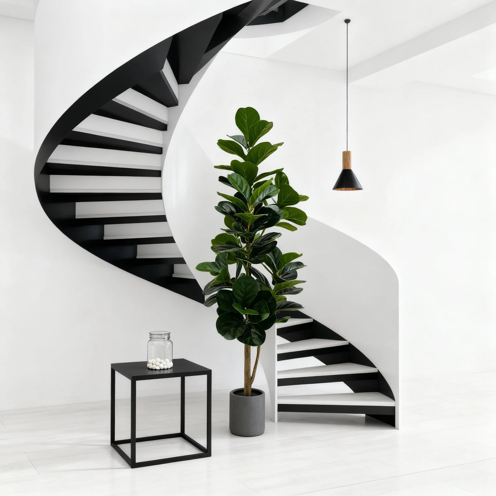 150cm Artificial Fiddle Leaf Fig Tree with Grey Planter Faux Floor Plant Indoor and Outdoor Fake Plant Tree Home Office Decor