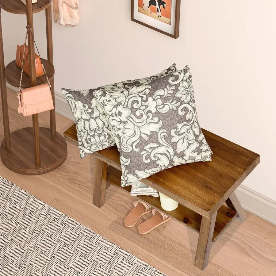 Farmhouse Wood Storage Bench – Rustic Solid Wood Indoor Bench