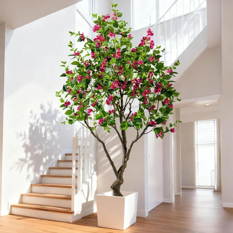 Artificial Bougainvillea Tree 8FT UV Resistant Fake Bougainvillea Plant in Pot for Outdoor Indoors Realistic Faux Flowering Tre