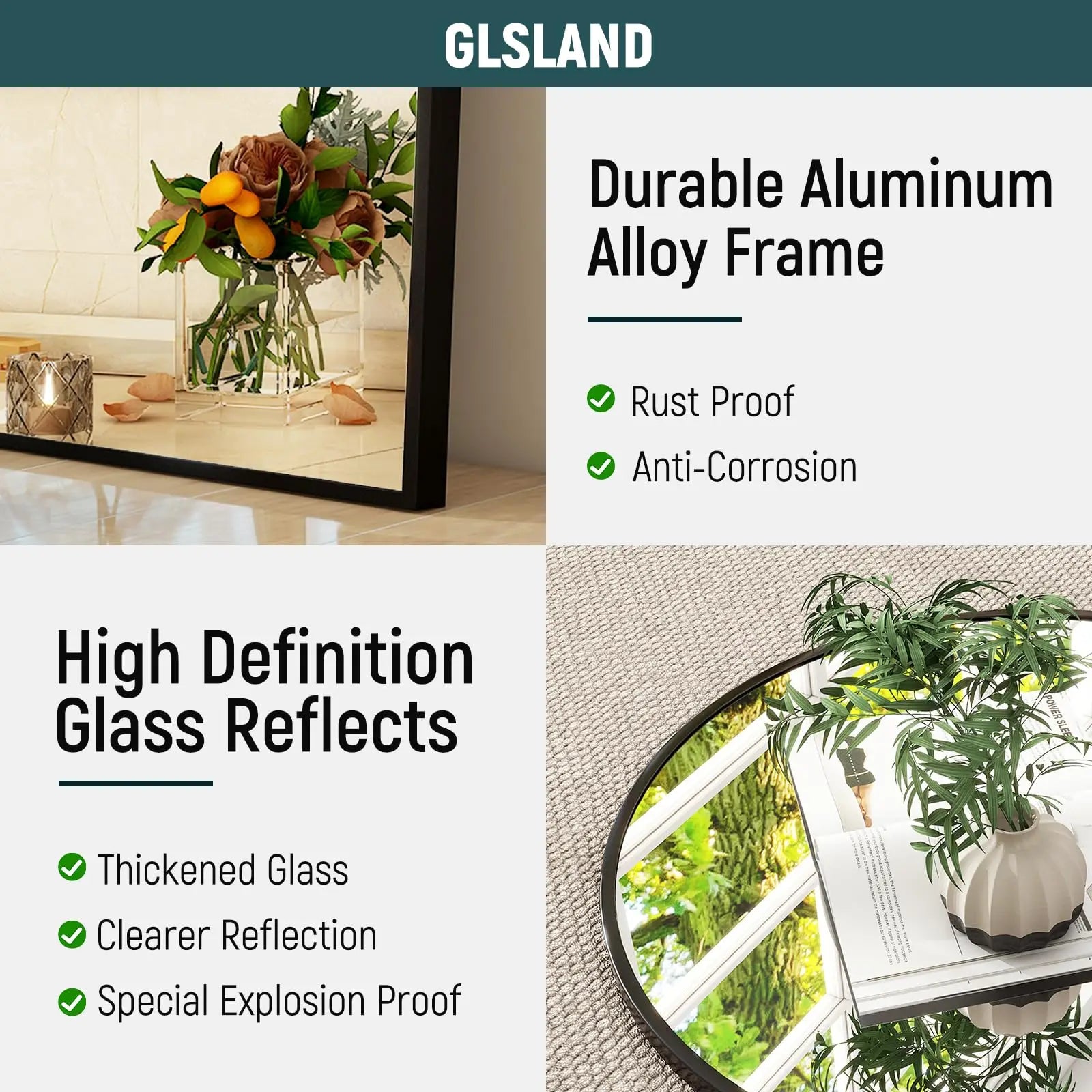 20x30 inch Arch Bathroom Mirror - Arched Bathroom Mirror/Wall Mounted Vanity Mirror - Arch Metal Frame Wall Mirror