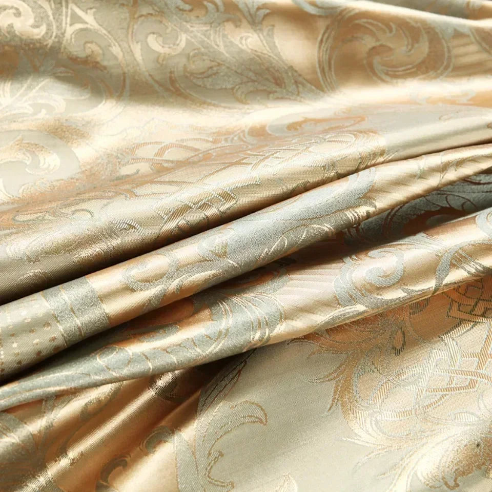 Luxury Satin Jacquard Single Double Duvet Cover Set High End European Wedding King Size Bedding Set Queen Size Quilt Cover Set