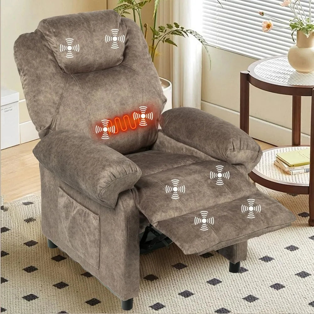 Massage Recliner Chair with Heat,Overstuffed Fabric Recliner Chairs with Heating,Small Recliner for Living Room Bedroom, Manual