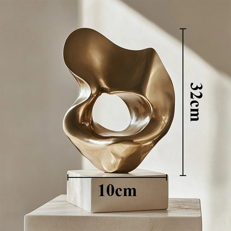Creative Sculptures Luxury Golden Figurines Modern Resin Miniature for Living Rooms Artwork Decoration and Table Accessories