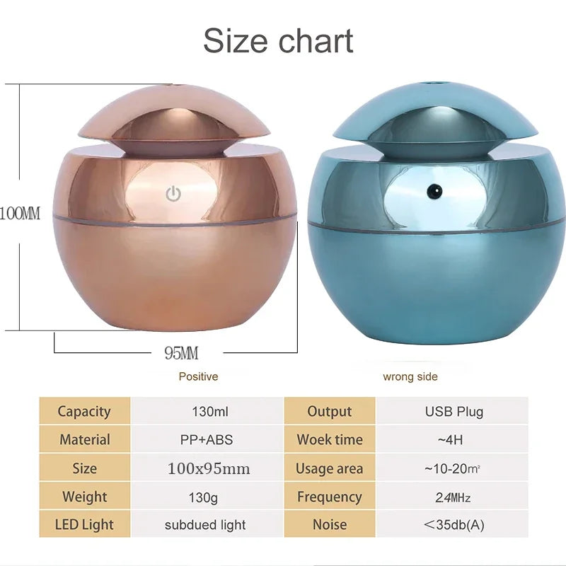 130ML Ultrasonic Air Home Humidifier Mini Mist Maker Aroma Diffuser USB Aroma Essential Oil Diffuser For home office