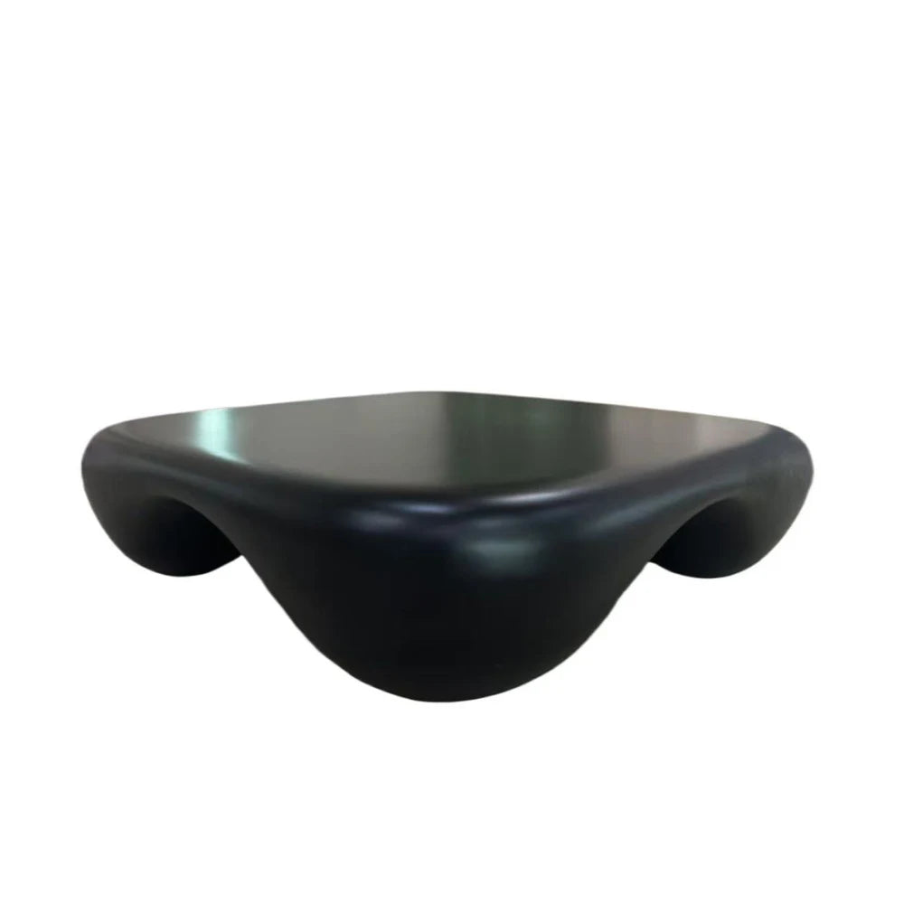 Modern Coffee Table with Faux Travertine Texture – Black & White Tea Table