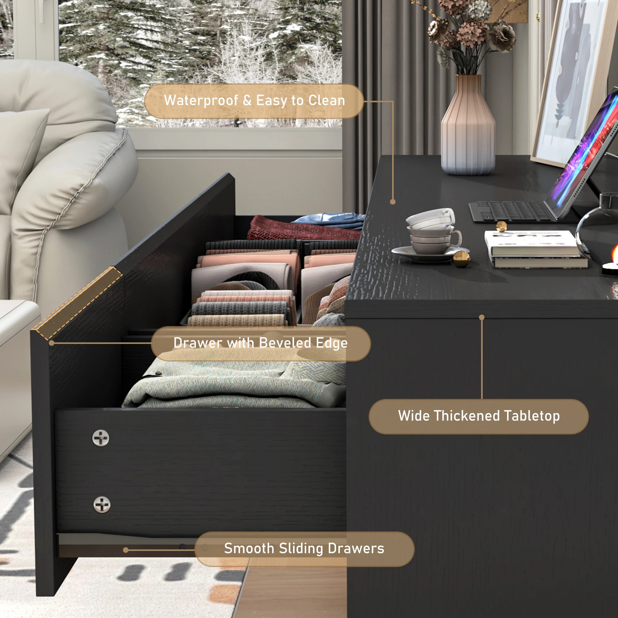 9 Drawer Dresser for Bedroom, 63" Modern Large Wood Chest of Drawers with Charging Station Handle Free, Storage Organizer Closet