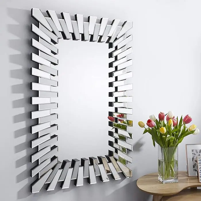 Indoor HD Rectangular Hanging Mirror Home Decoration Sunburst Accent Wall Mirror