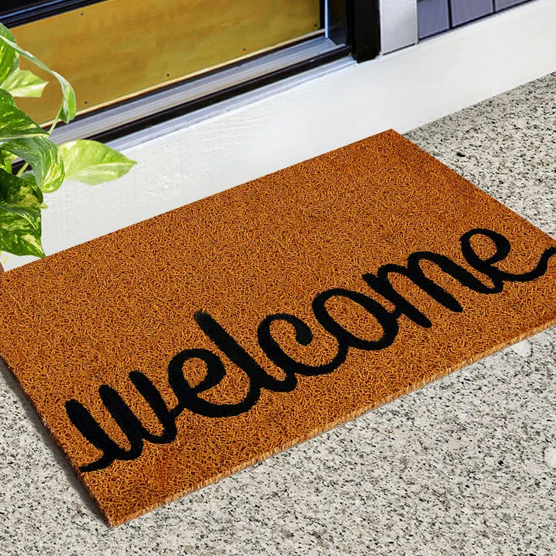 Entrance Doormat Indoor Outdoor PVC Antiwear Non Slip Waterproof Bathroom Carpet Faux Coconut Fiber Rugs Front Door Floor Mats