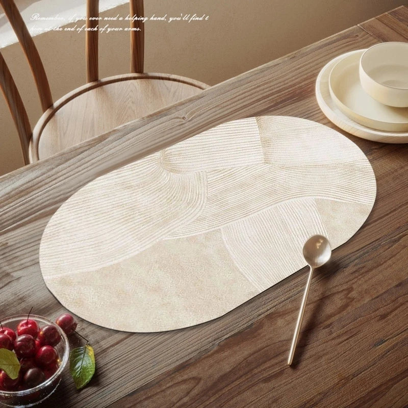Oval Kitchen Placemats Faux Leather Table Coffee Mats Oil-Proof Waterproof Kitchen Place Mats Dining Home Kitchen Table Decor
