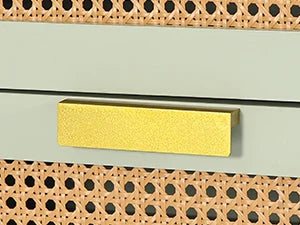 Mint Green Nightstand, 3-Drawer Rattan Night Stand Side Table, Accent Bedside Tables End Table for Bedroom and Small Spaces