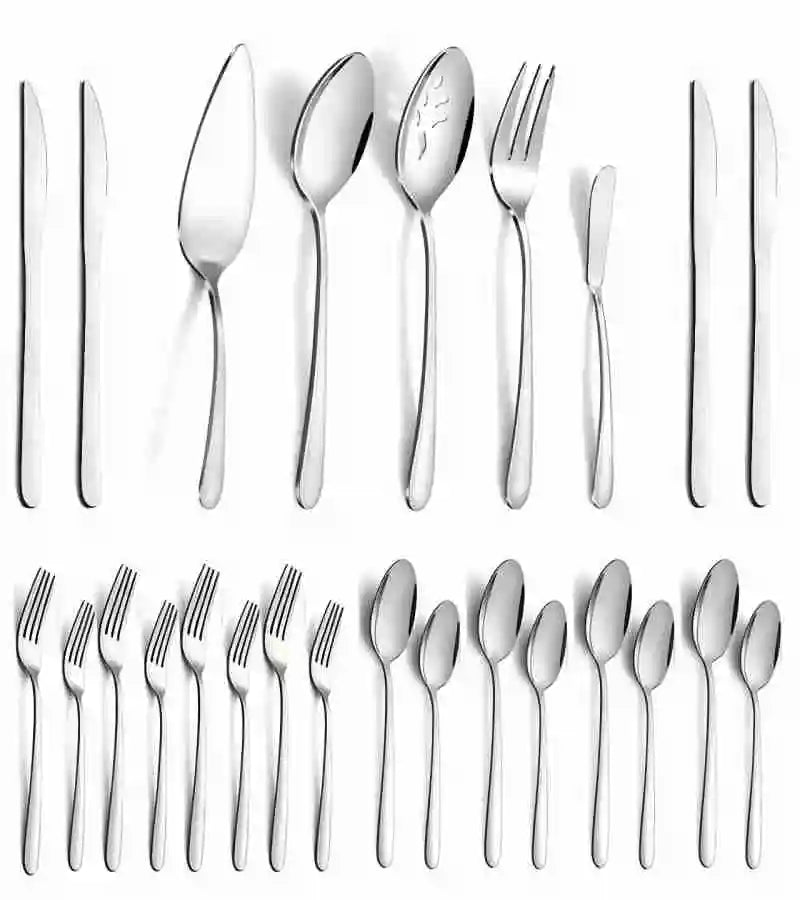 65 Pcs Silverware Set with Serving Set for 12, Stainless Steel Flatware Cutlery Set Contains 5 Pcs Serving Set, for Home