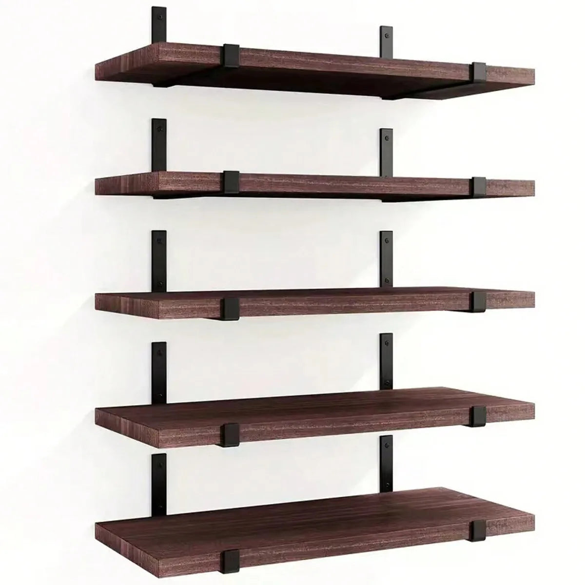 5pcs Equal-Length Floating Wall Shelves - Aesthetic Wall Decor & Storage for Bedroom/Living Room/Study