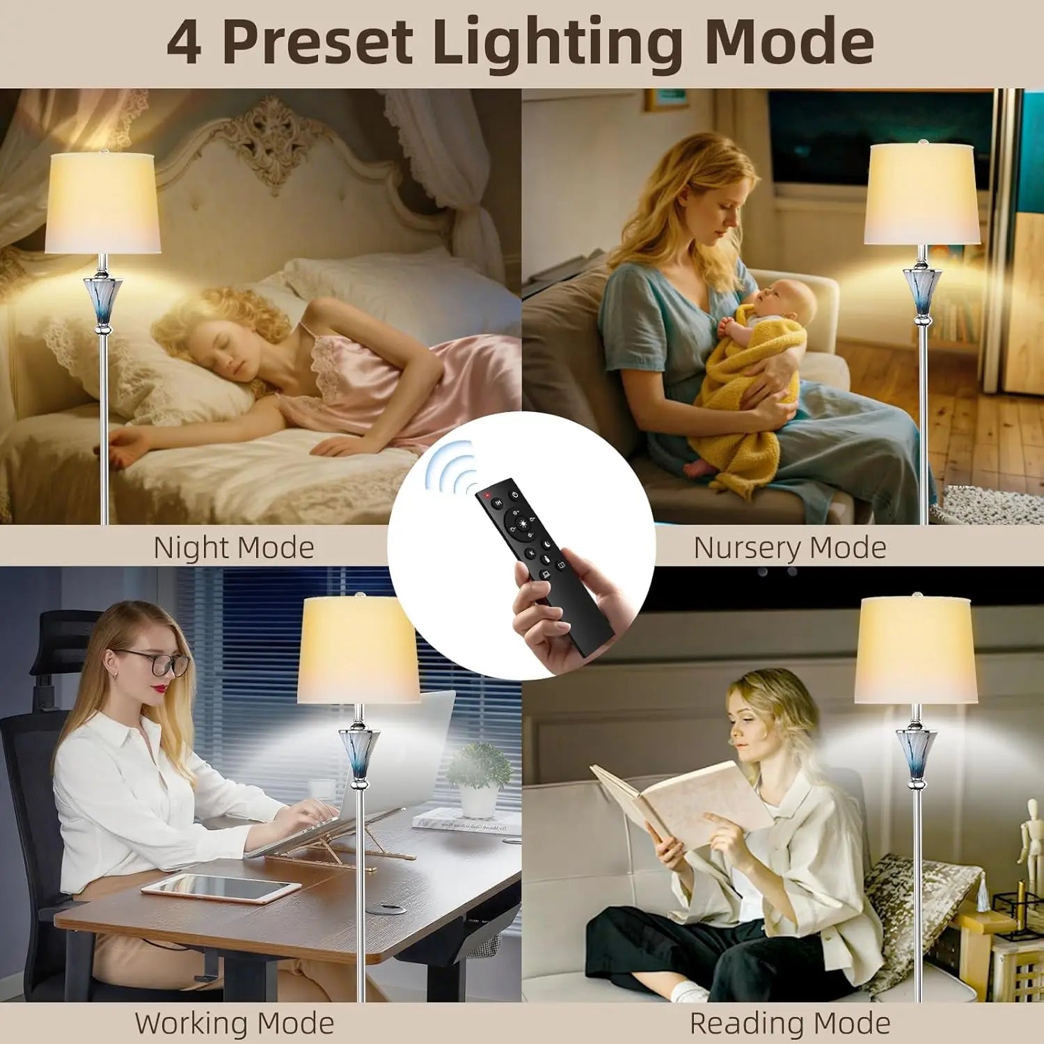 Blue Glass Floor Lamp, Smart Standing Lamp with Remote, Dimmable Color & Brightness, Modern Home Decor