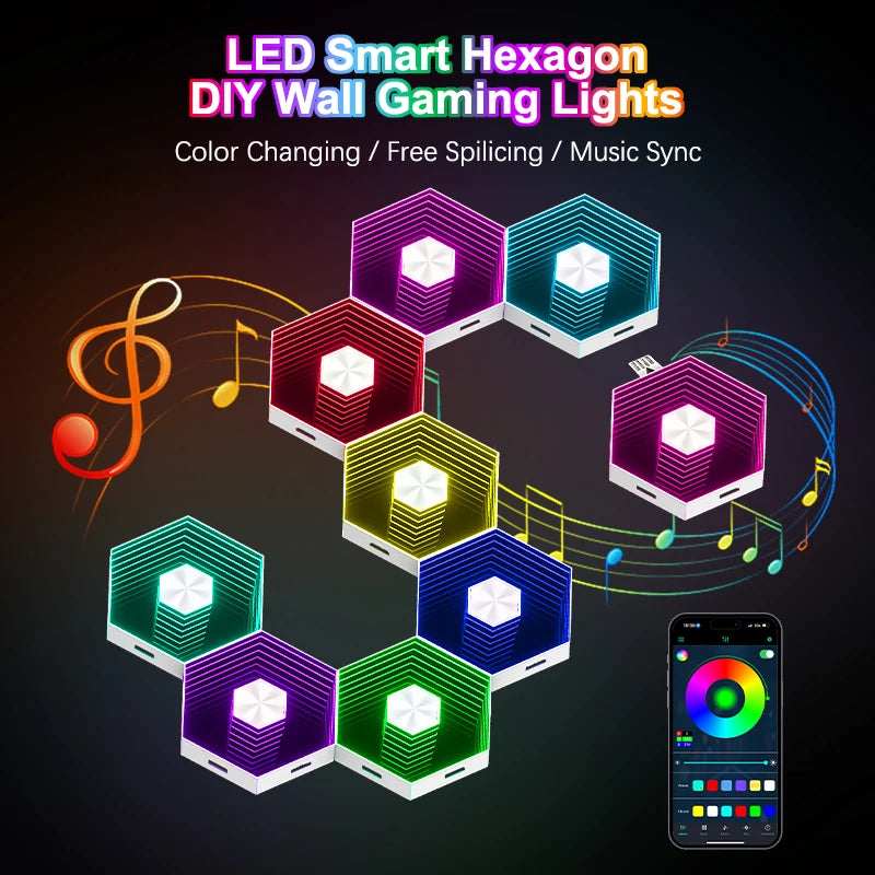 Bluetooth Quantum Lamp Smart App RGB Remote Control 5V Led Esports Atmosphere Light Background Wall Bedroom DIY Decor Wall Lamp