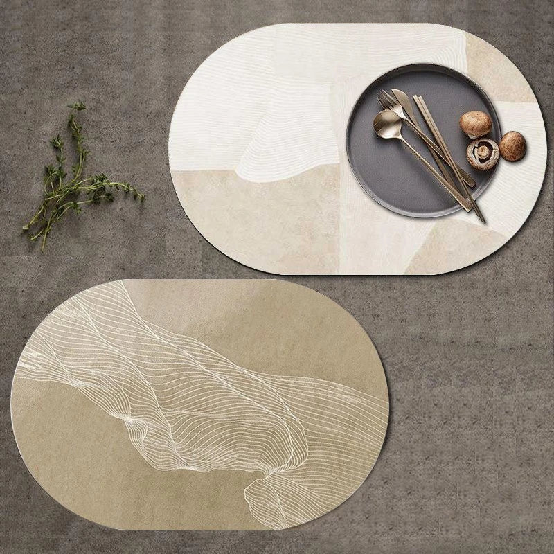 Oval Kitchen Placemats Faux Leather Table Coffee Mats Oil-Proof Waterproof Kitchen Place Mats Dining Home Kitchen Table Decor