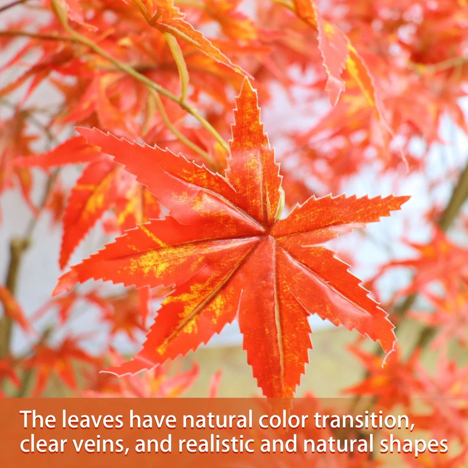 Autumn Maple Artificial Fall Tree In Plastic Pot, 120cm/150cm/180cm Faux Silk Leaves Red Maple Tree For Party Home Decoration