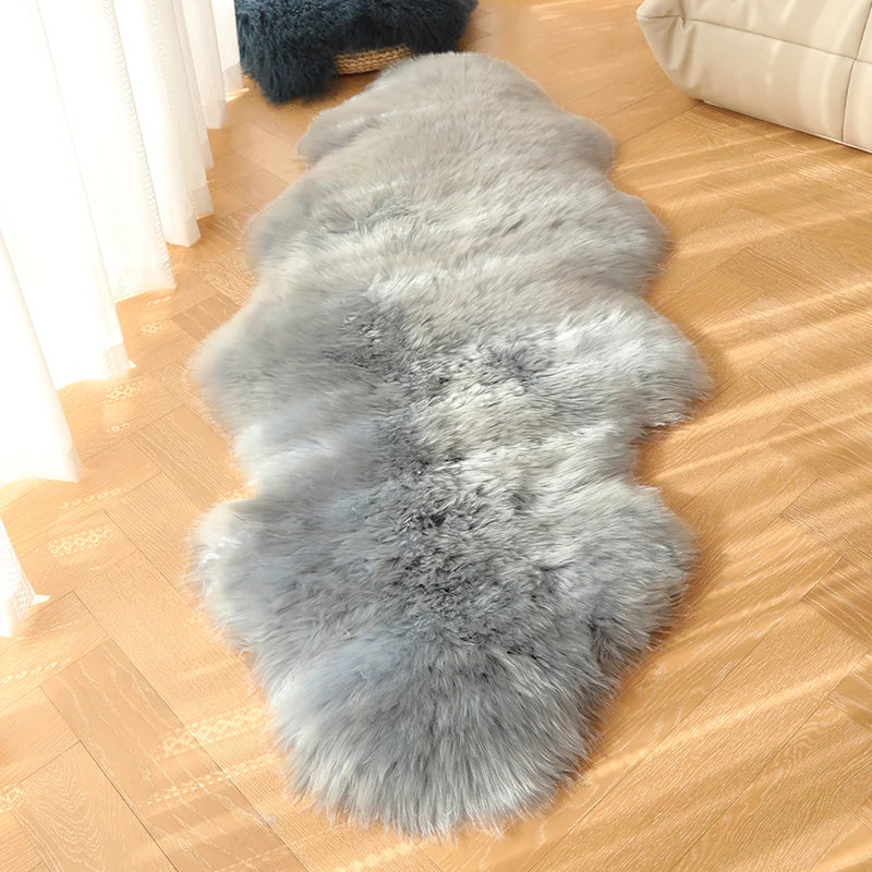 Long Strip Carpet Fluffy Soft Faux Fur Plush Bedroom Bedside Carpets Girl's Room White Home Decoration Rugs Furry Chair Cushion