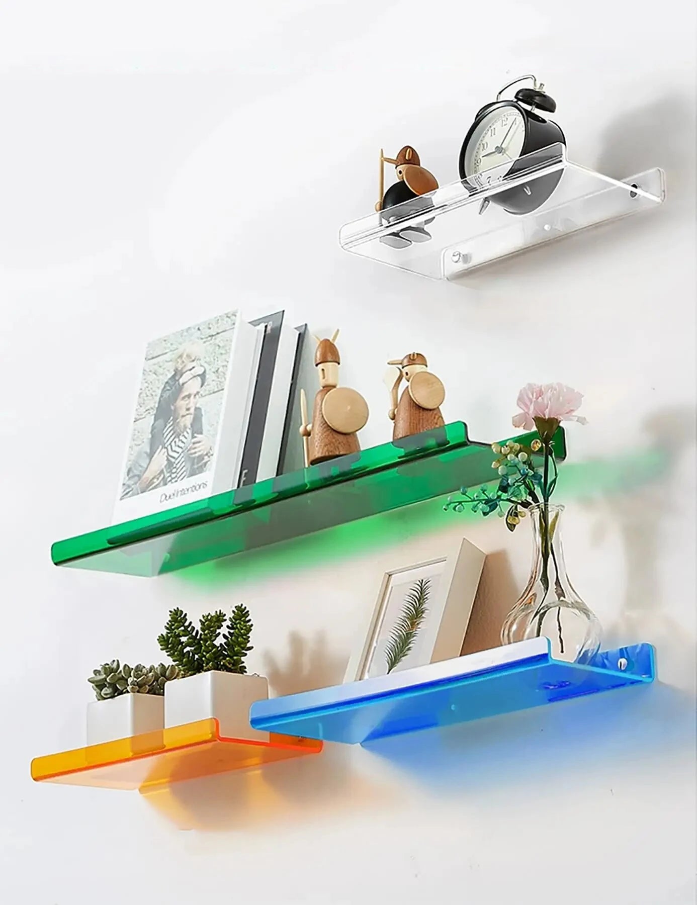 Color Acrylic Wall Mounted Storage Rack Modern Bathroom Living Room Shelves Free Punching Wall Shelf Home Decorative Shelves