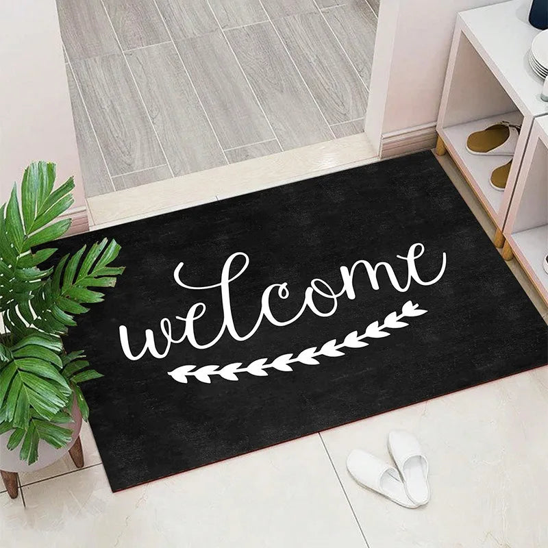 Welcome Inspired Patterned Door Mat Artistic Elegant Print Mat Non Slip Floor Mat For Entryway Doorstep Home Decor