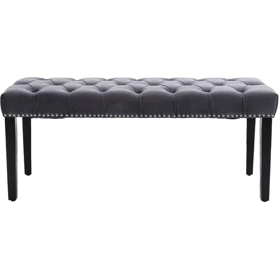 Plush Tufted Velvet Bench Ottoman – Elegant Accent Footrest