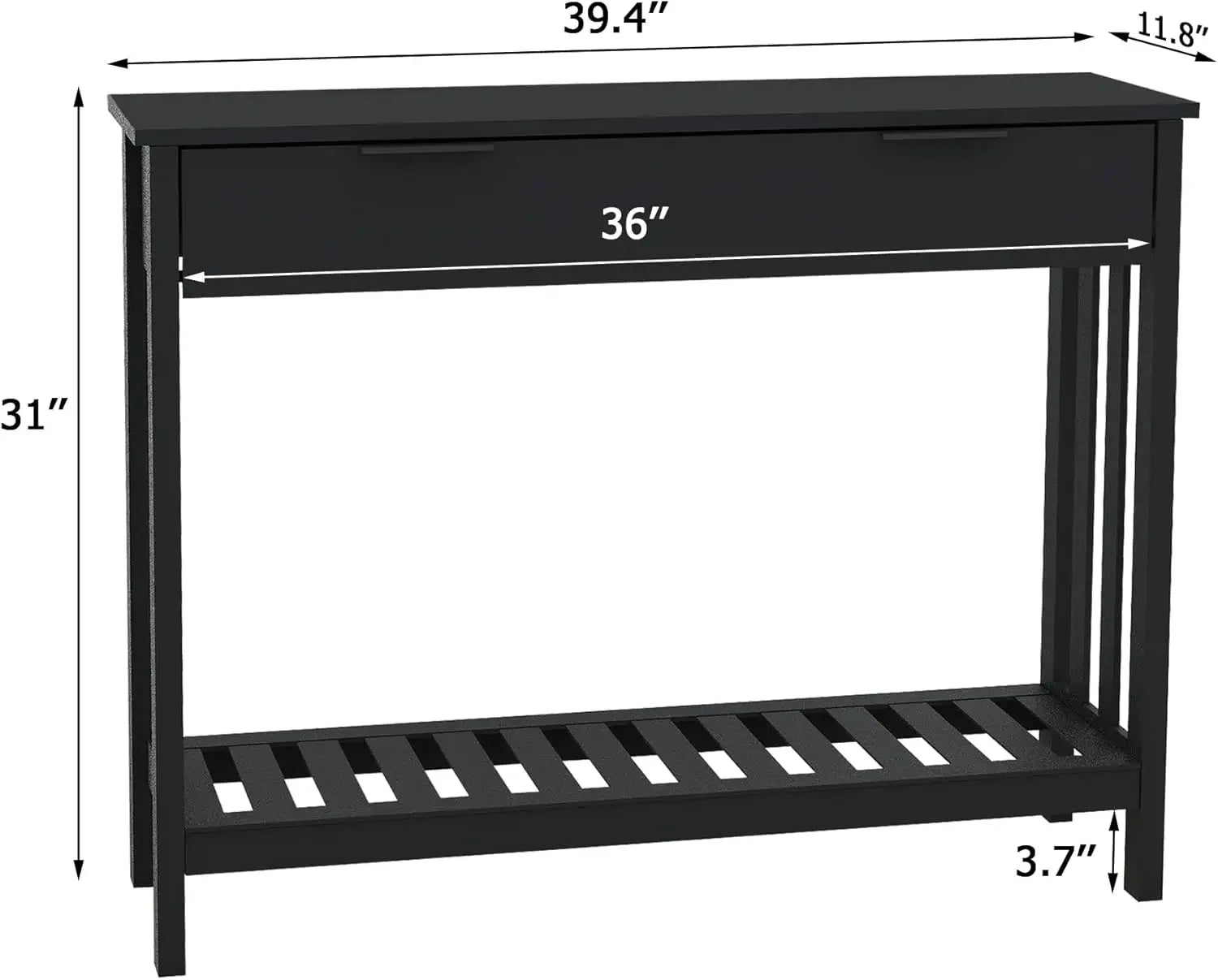 Black Entryway Table with Drawer Modern Wood Narrow Console Table with Storage, Hallway Sofa Tables for Living Room, Black