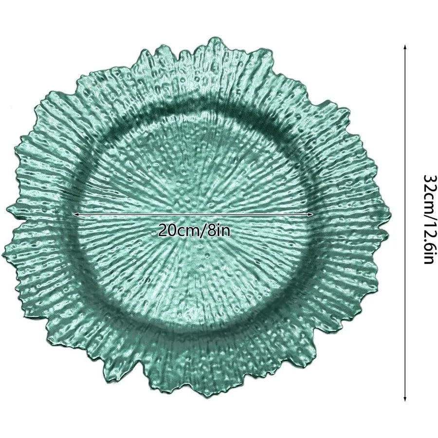 24PCS 13″ Round Plastic Charger Plates – Reef Design with Ruffled Rim