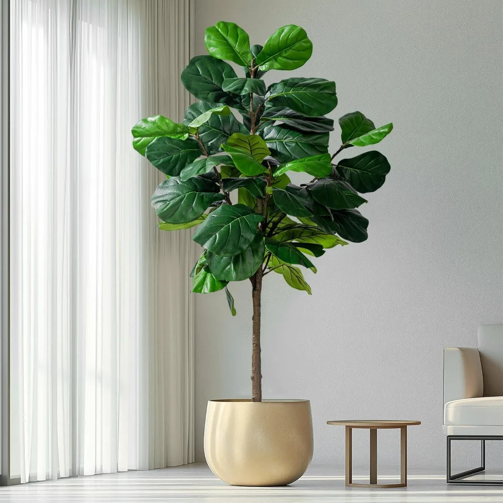 6-Foot Tall Artificial Fiddle Leaf Ficus Lyrata Tree with Pot for Home Living Decor