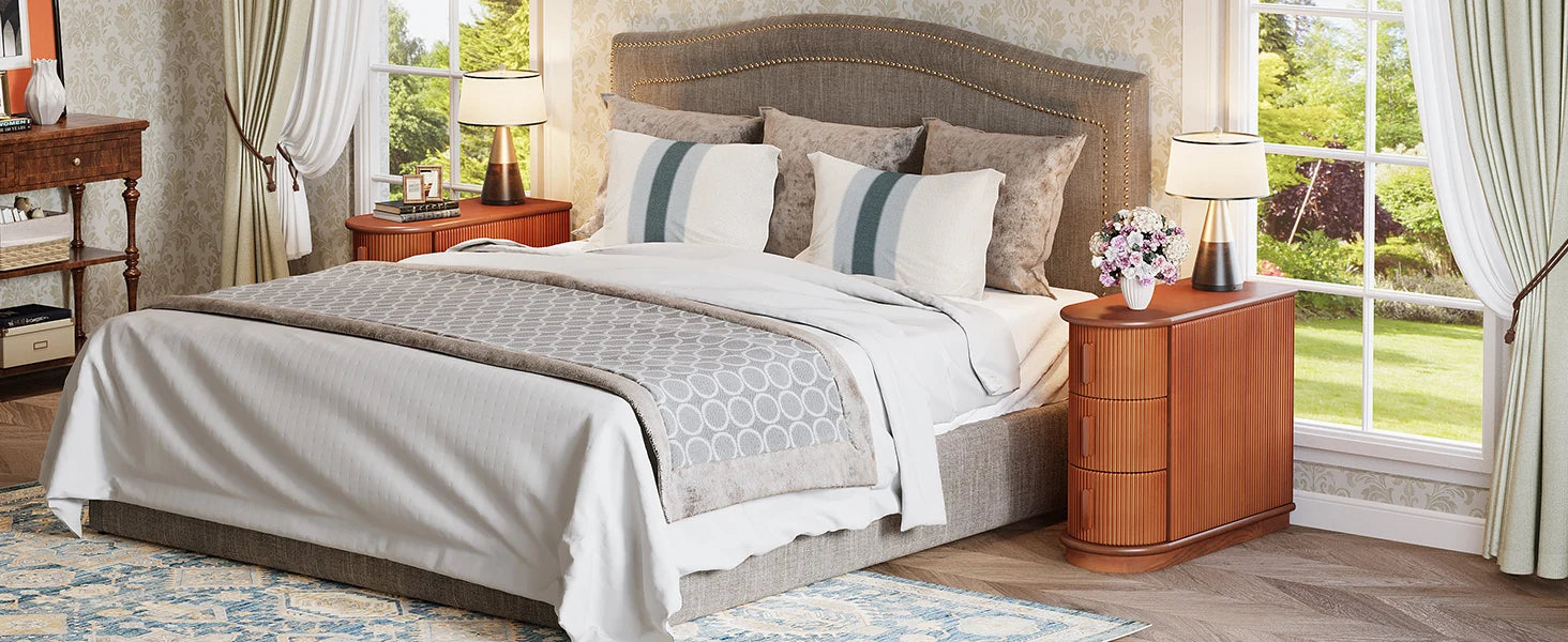 Tribesigns Solid Wood End Table, 3-Drawer Modern Sofa Side Table, No Assembly Required, Narrow Chair Side Table Slim Nightstand