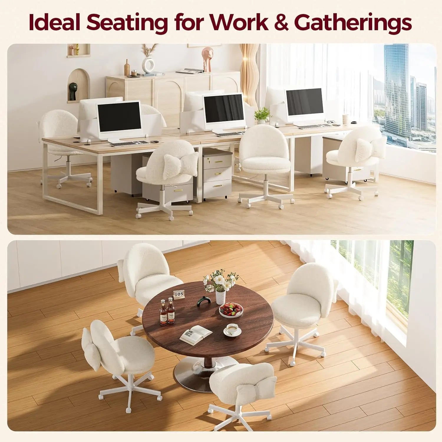 Teddy Velvet Adjustable Height Vanity Chair for Girls, Cute Armless Makeup Desk Stool with Storage