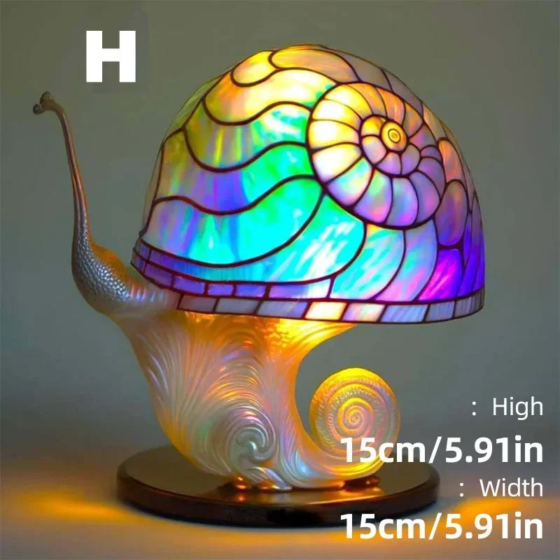 Creative Stained Plant Series Table Lamps Resin Colorful Bedroom Bedside Flower Mushroom Retro Table Night Lamp Atmosphere Light