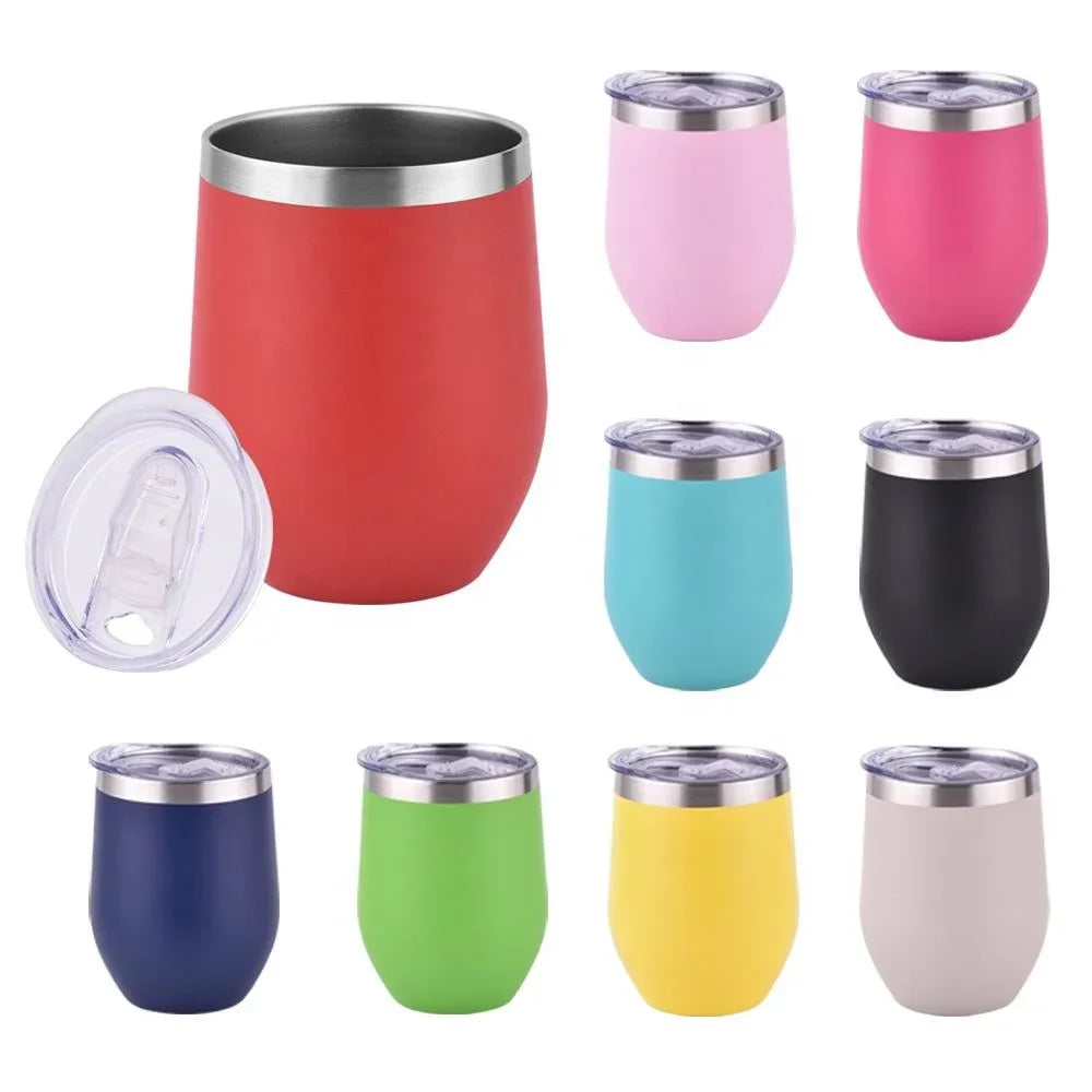 Stemless 12oz Insulated Wine Tumbler – Double-Wall Stainless Steel Travel Cup