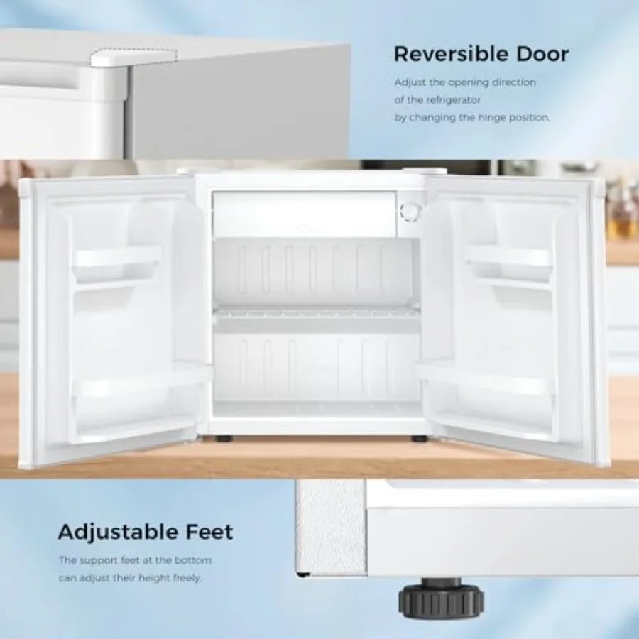 Mini Fridge Compact Refrigerator with Freezer Single Reversible Door Dorm Fridge Wire Shelf Defrost Button for Bedroom Office G