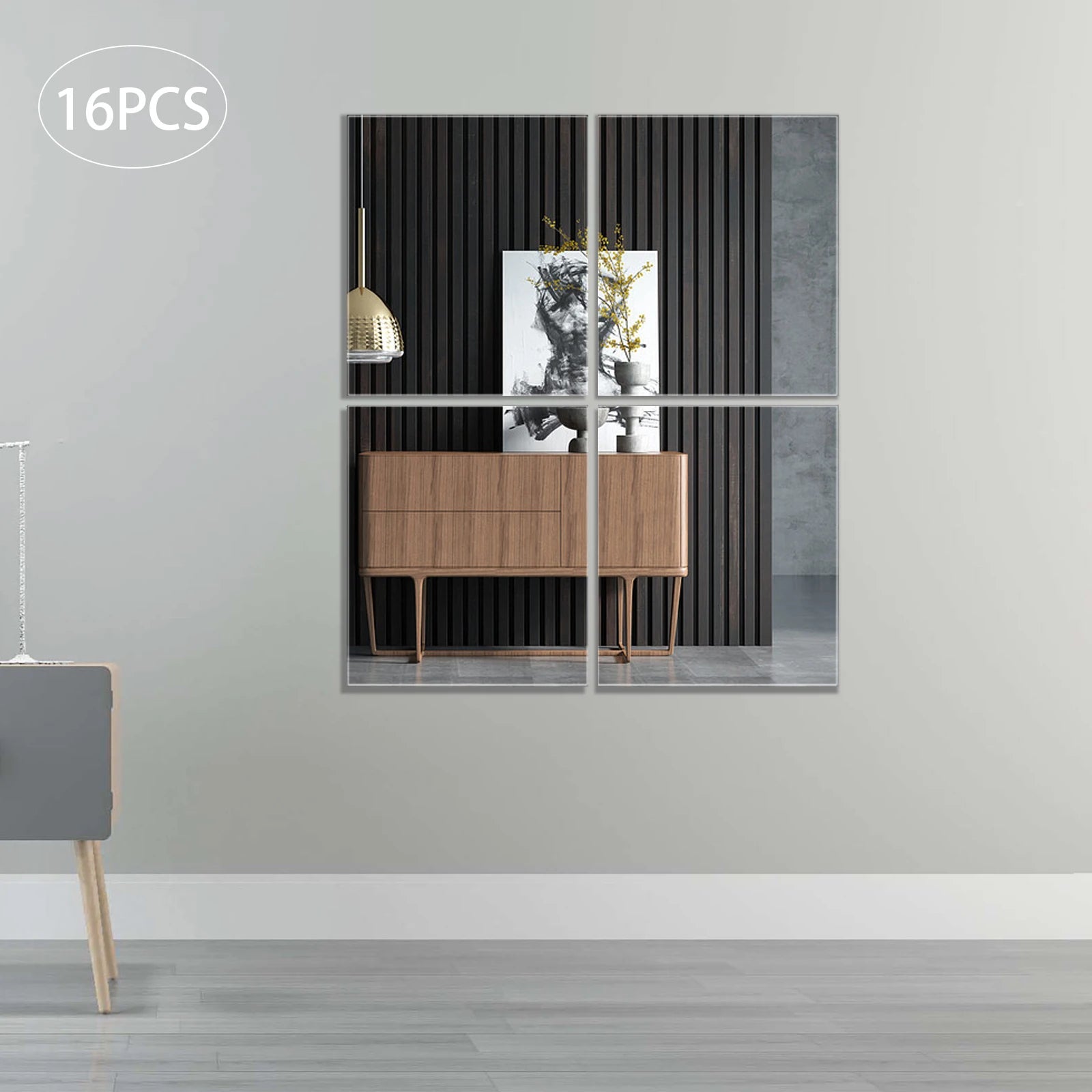 16 PCS Home Gym Mirror Tiles, 14'' x 12'', Large Frameless Wall Mirror for Bedroom,Door,Bathroom