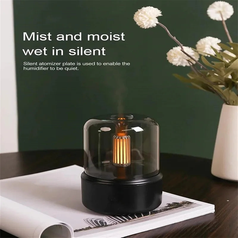 120ml Aromatherapy Humidifier Ultrasonic Humidifier with Creative Candlelight Design USB Air Humidifier for Sleep Aid Home Decor