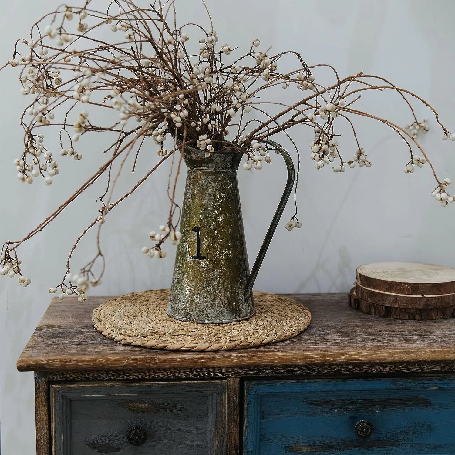 Set of 10 - 11.8" Round Natural Woven Placemats, Handmade Rattan/Water Hyacinth Place Mats, Farmhouse Style for Dining Table