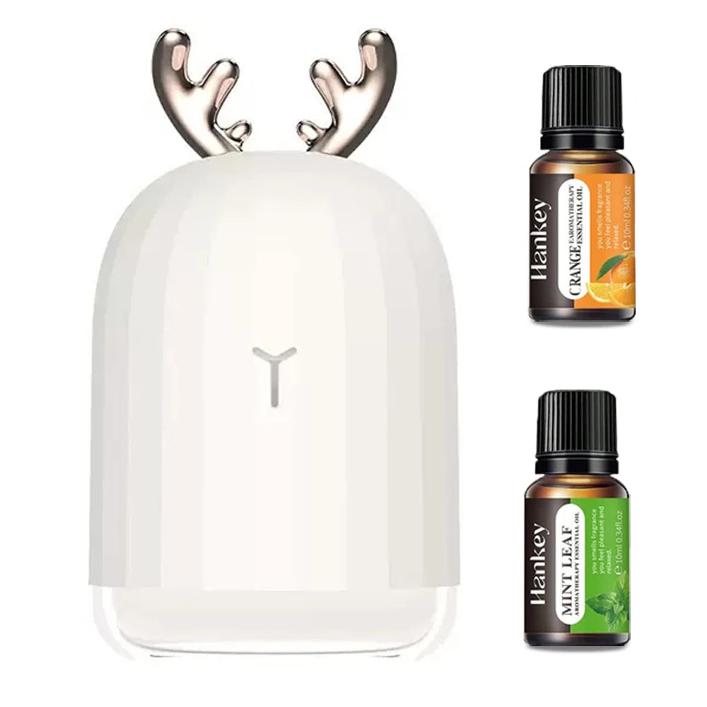 Mini Diffuser Portable deer humidifier with color LED lights, automatic shutdown, ultra quiet, suitable for sleep and relaxation