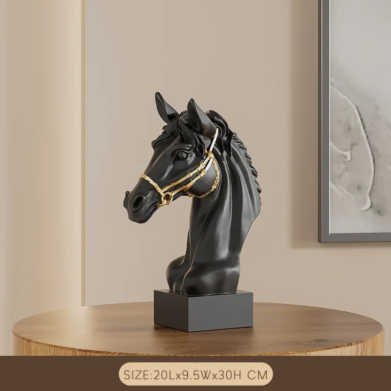 ARTLOVIN Horse Head Statue For Home Decor,Great Strong War-Horse Sculpture,Black and White Home Decorations,Gift for Dad &Elder