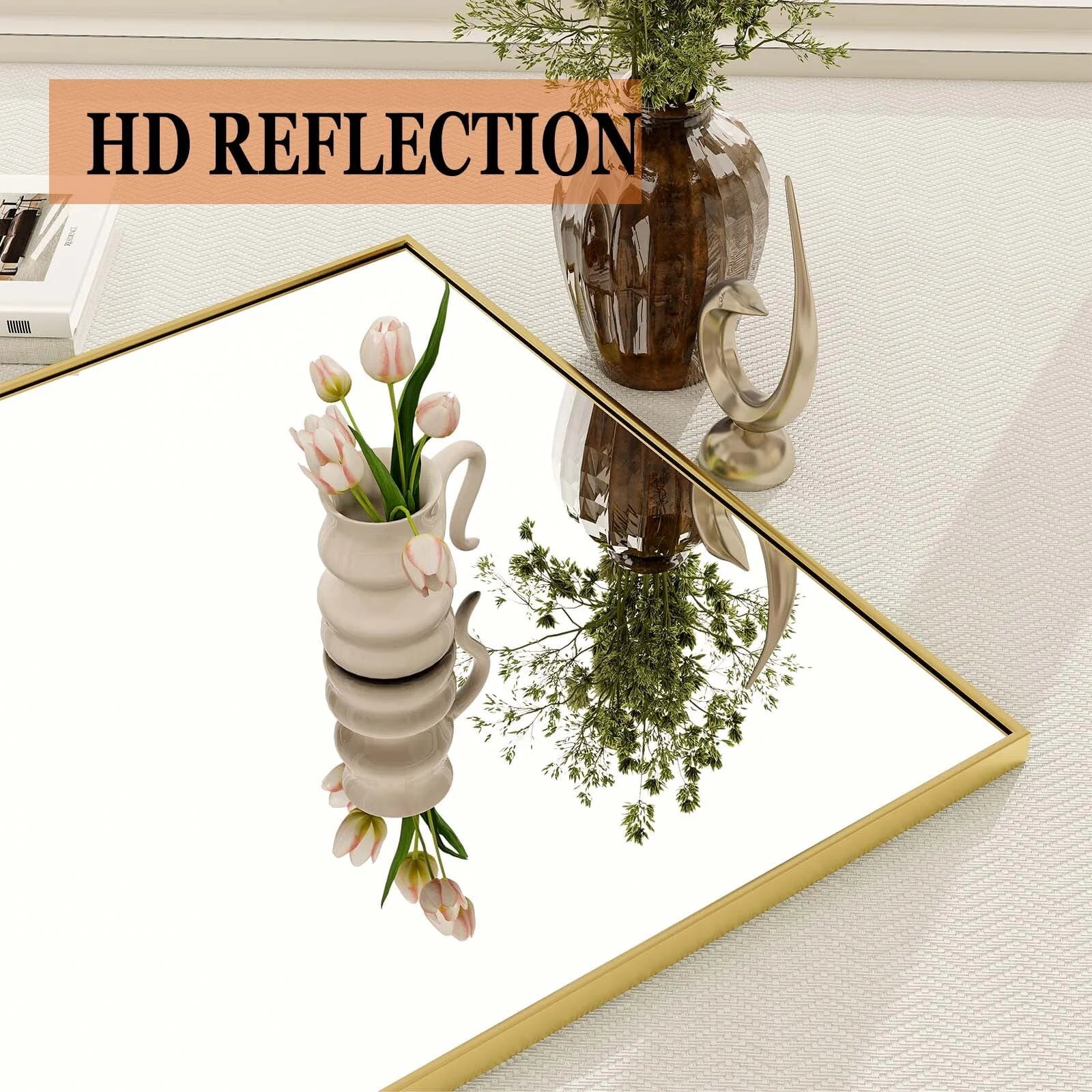 56"x21" Full Length Mirror Standing Full Body Mirror with Rounded Corners, Gold