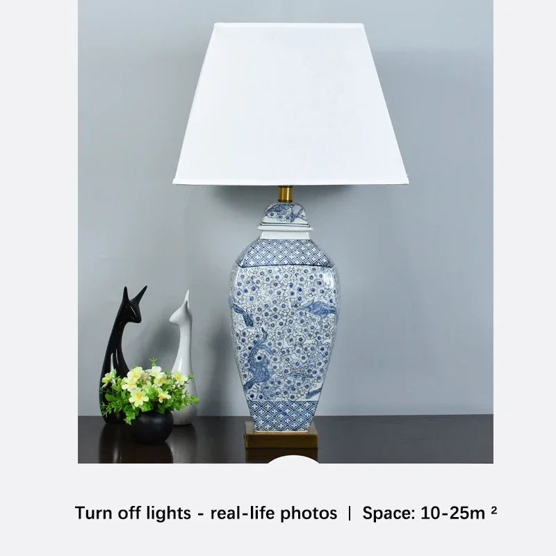ELARA Contemporary Blue CeramicTable Lamp Luxury Creativity Living Room Bedroom Study Hotel engineering Desk Light