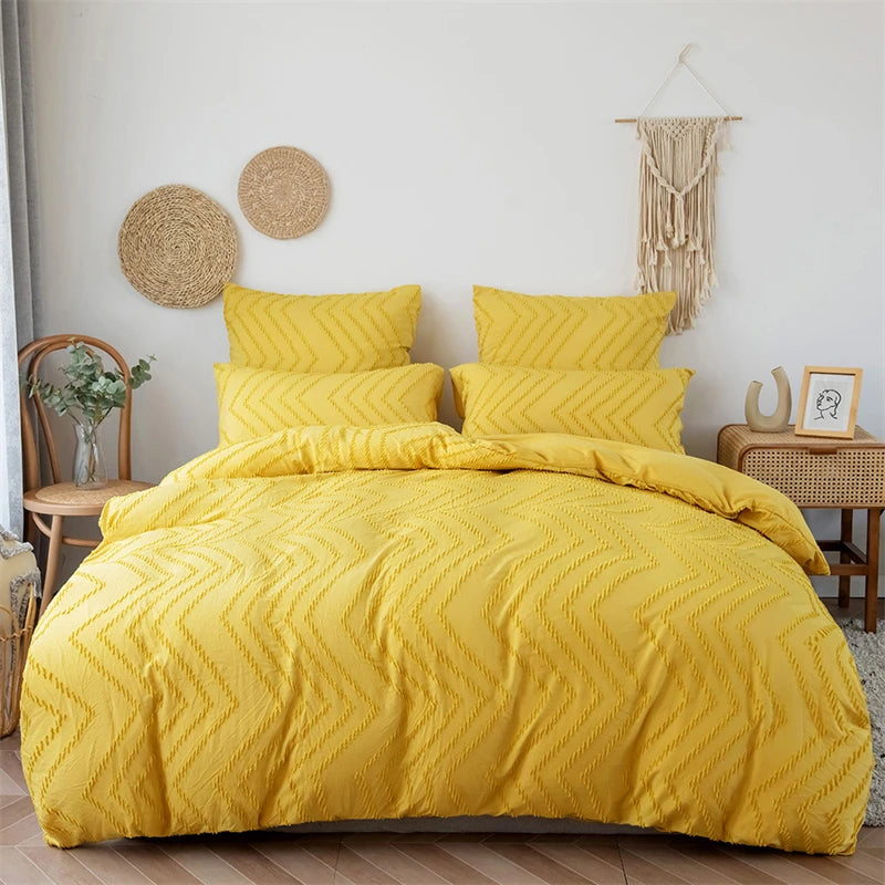 2pcs/3pcs Wave Tufted Design Duvet Cover Set for All Seasons Queen Size Comfortable Soft Comforter Cover Bedding Set for Bedroom
