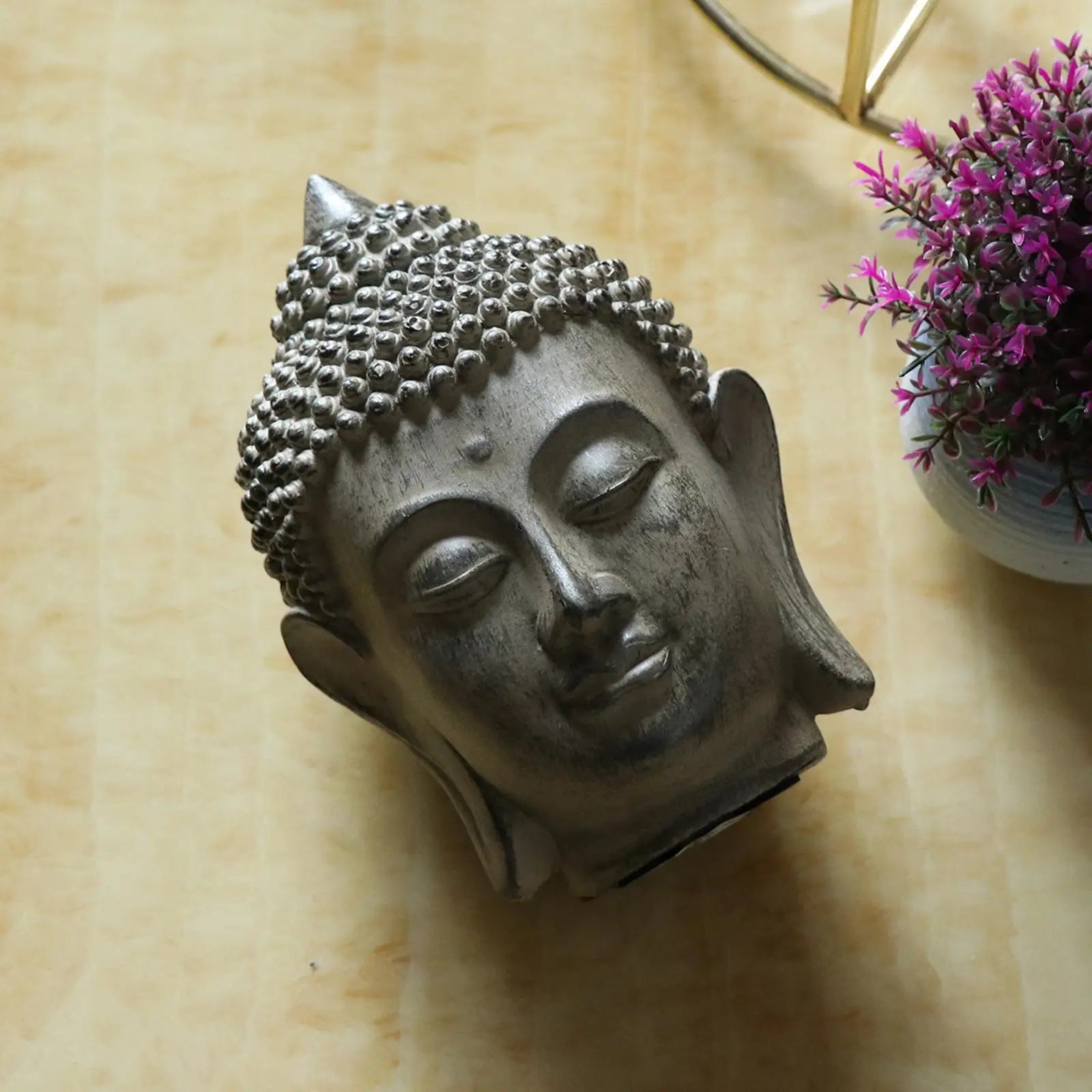 Buddha Head Statue Decorative Figurine Fengshui Home Porch Living Room Decoration Ornament Indoor/Outdoor Meditating Sculpture