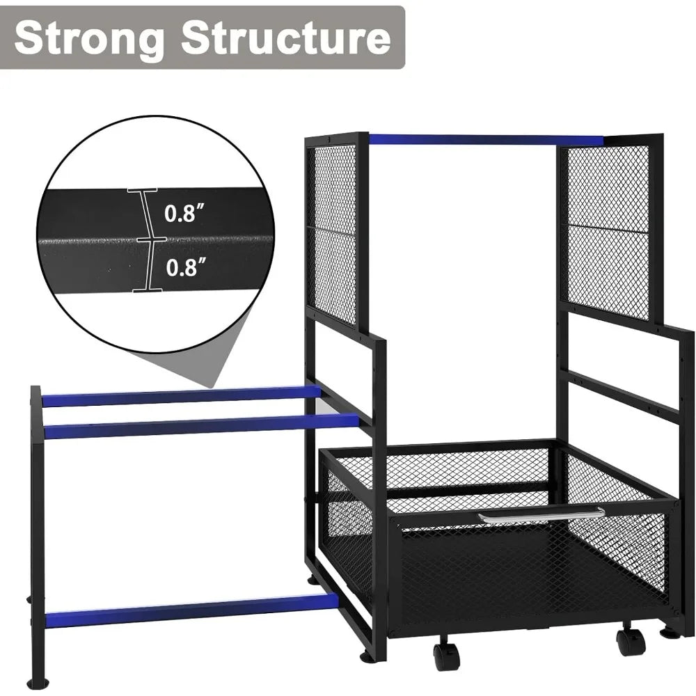 Puncia Mini Fridge Stand with Storage – Coffee Bar Cabinet with Power Outlet & Drawer