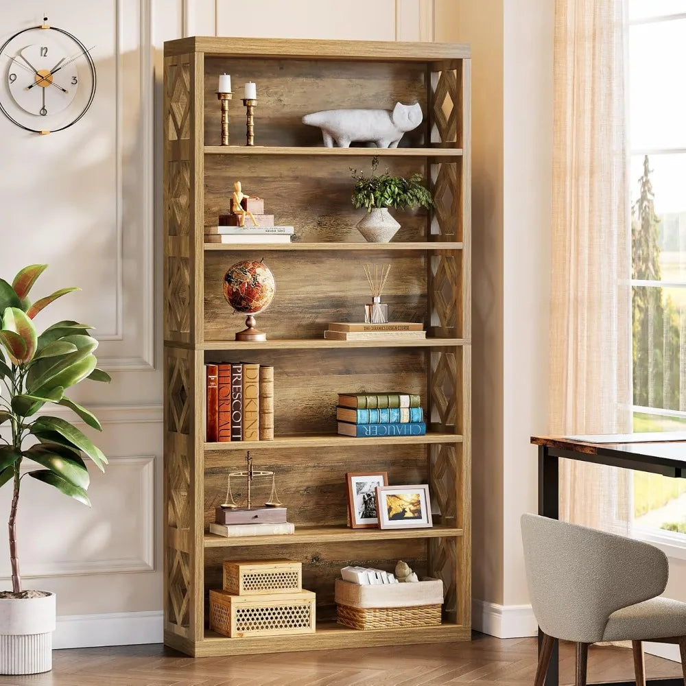 74.8″ Tall 7-Tier Industrial Bookcase – Floor-Standing Open Storage Shelves