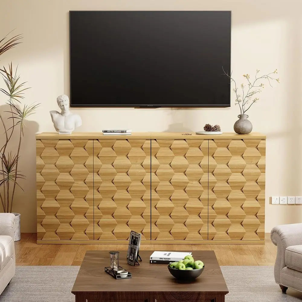 2-Pack Modern Sideboard Console Tables with Doors and Shelves, 31.5 Buffet Cabinet for Dining, Kitchen, Living Room, and Entrywa