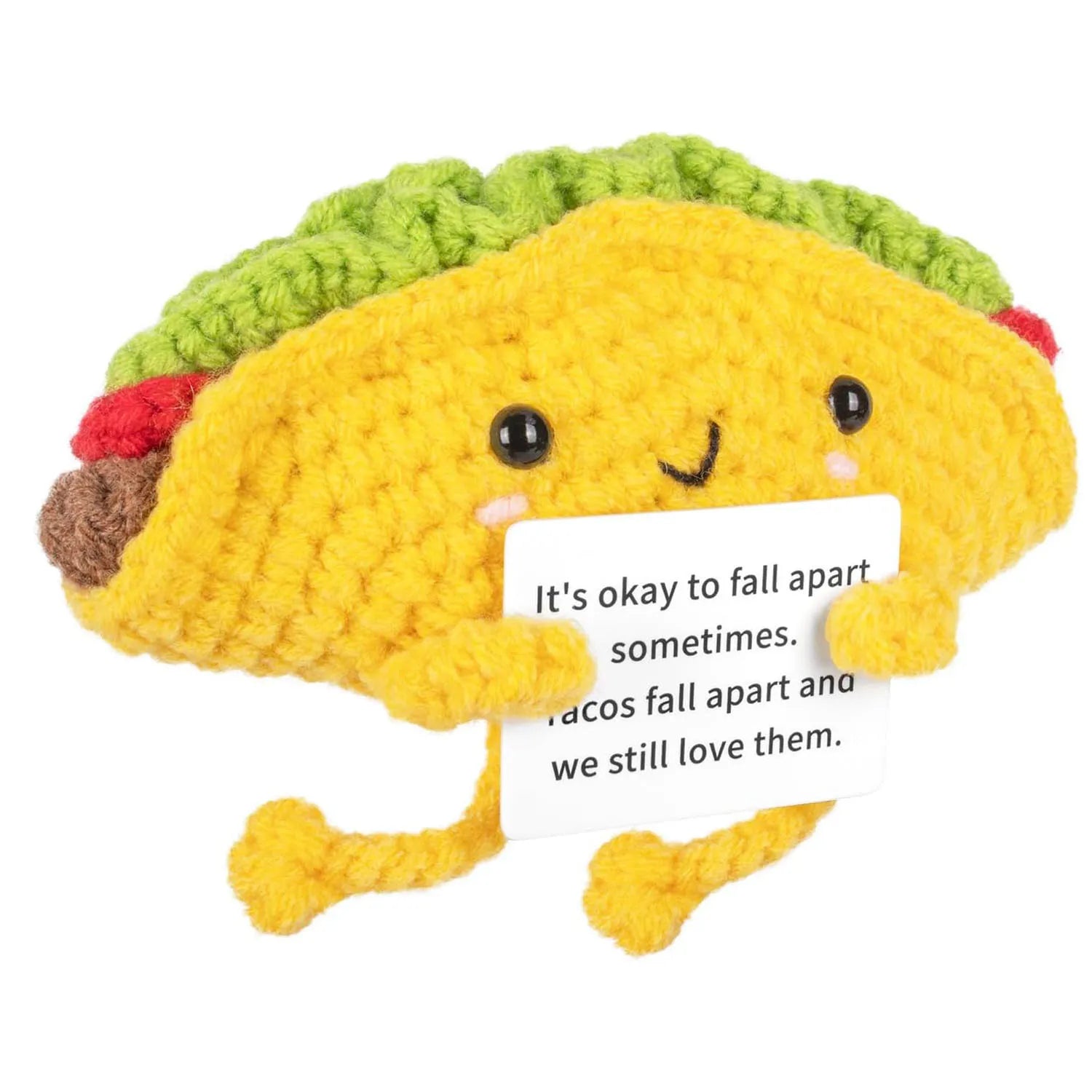 Handwoven Positive Energy Coffee Cup Plush – Funny Knitted Doll Desk Decoration