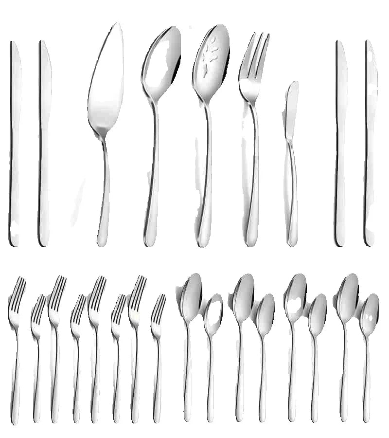 65 Pcs Silverware Set with Serving Set for 12, Stainless Steel Flatware Cutlery Set Contains 5 Pcs Serving Set, for Home